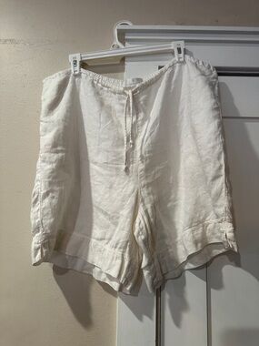 Soft Surroundings White Linen Drawstring Shorts